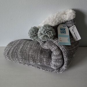 NWT MUK LUKS Women's Shea Butter Long Slipper Socks with Grips M/XL (8.5-11)